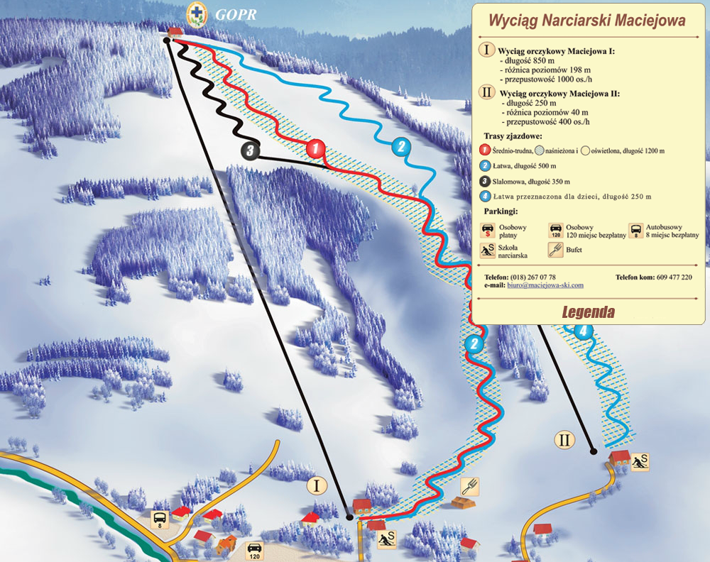 Na Ilustracji Przedstawiono Schematyczny Przebieg Tras Narciarskich Narty.pl: Maciejowa-Ski
