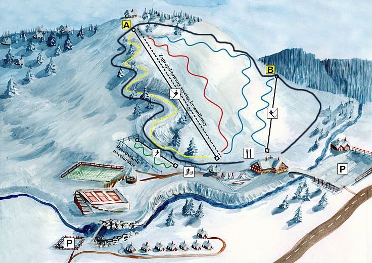 Na Ilustracji Przedstawiono Schematyczny Przebieg Tras Narciarskich Narty.pl: Podstolice-Ski