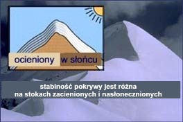 Stabilnośc pokrywy śnieżnej jest róąna na zacienionym stoku i na nasłonecznionym