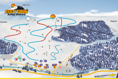 Złoty Groń - mapa tras narciarskich