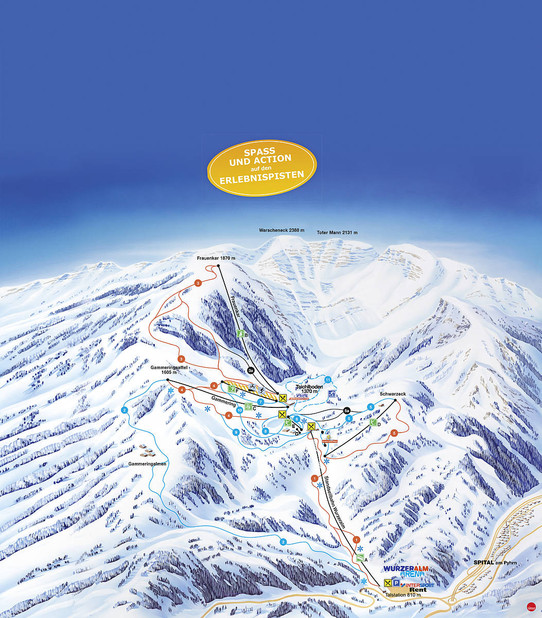 Wurzeralm mapa tras narciarskich