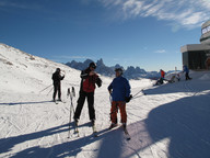 Narty na Alpe Lusia - na szczycie kolejki