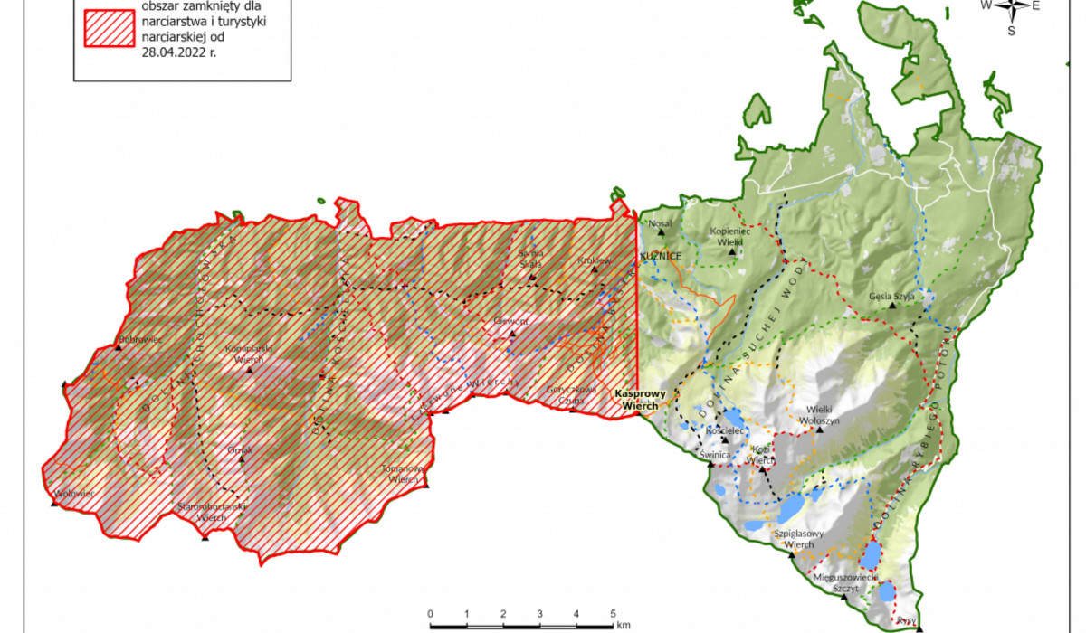 28 04 2022 Uwaga, częściowe zamknięcie Tatr dla ruchu skiturowego (źródło: TPN)