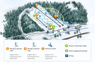 Jacnia - mapa tras narciarskich