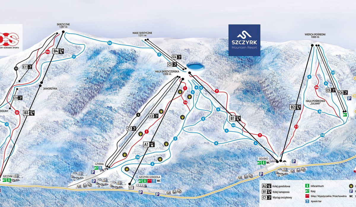 Szczyrkowski Ośrodek Narciarski mapa tras narciarskich 2017/18 Szczyrkowski Ośrodek Narciarski mapa tras narciarskich 2017/18