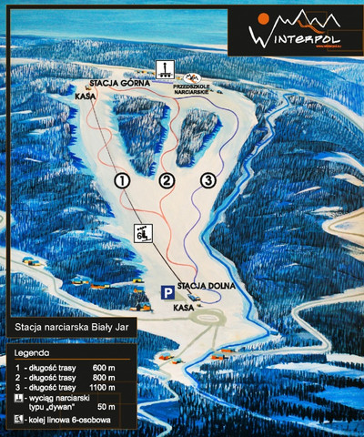 Biały Jar - mapa tras narciarskich