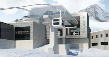 Makieta górnej stacji gondoli Eisgtat 3S (źródło: subaier-gletscher.com)
