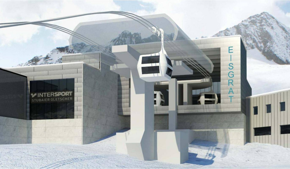 Makieta górnej stacji gondoli Eisgtat 3S (źródło: subaier-gletscher.com)