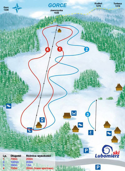 Ski Lubomierz - mapa tras narciarskich