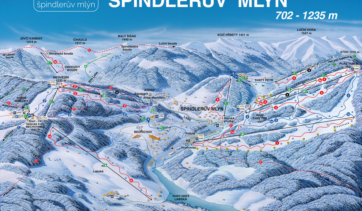 Mapa tras narciarskich Szpindlerowy Młyn