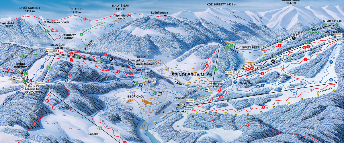 Mapa tras narciarskich Szpindlerowy Młyn