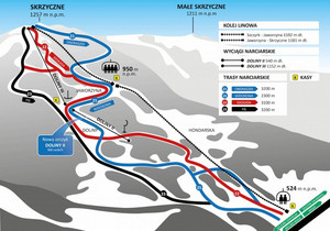 Mapa tras narciarskich Skrzyczne Szczyrk