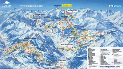 Gasteiner Bergbahnen - mapa tras narciarskich