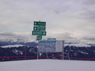 Drogowskazy i tablica z opisem szczytów