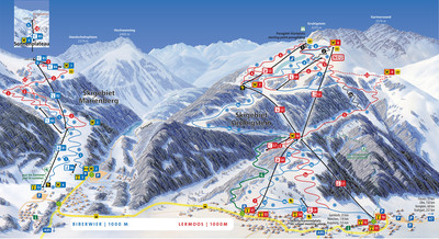 Bergbahnen Langes Lermoos Biberwier - mapa tras narciarskich