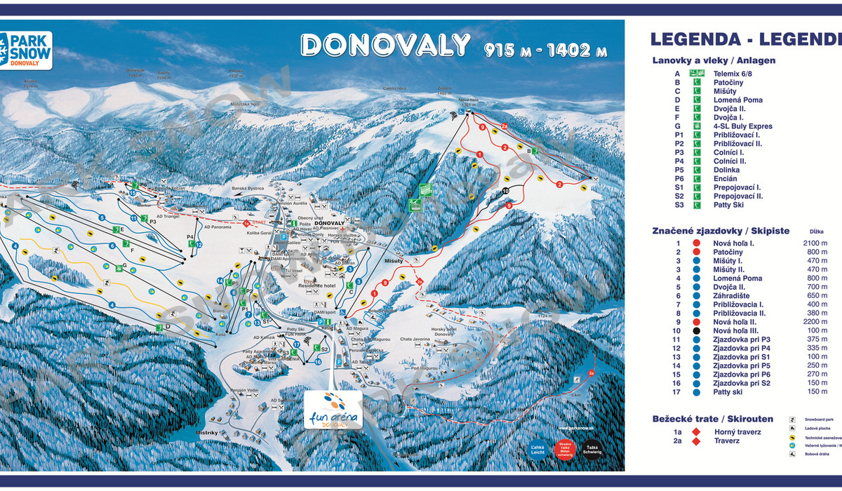 Mapa tras Donovaly