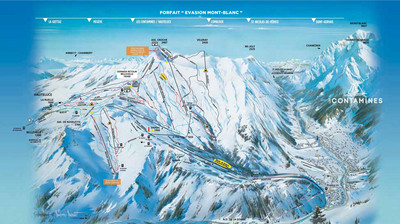 Les Contamines - mapa tras narciarskich