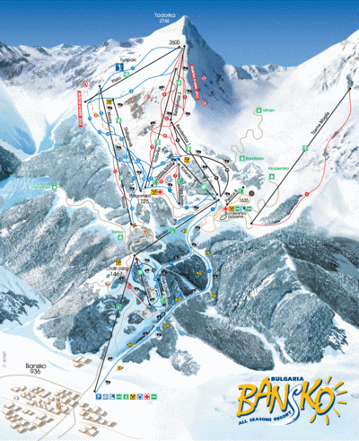 Bansko - mapa tras narciarskich