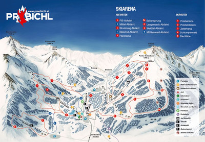 Präbichl - mapa tras narciarskich