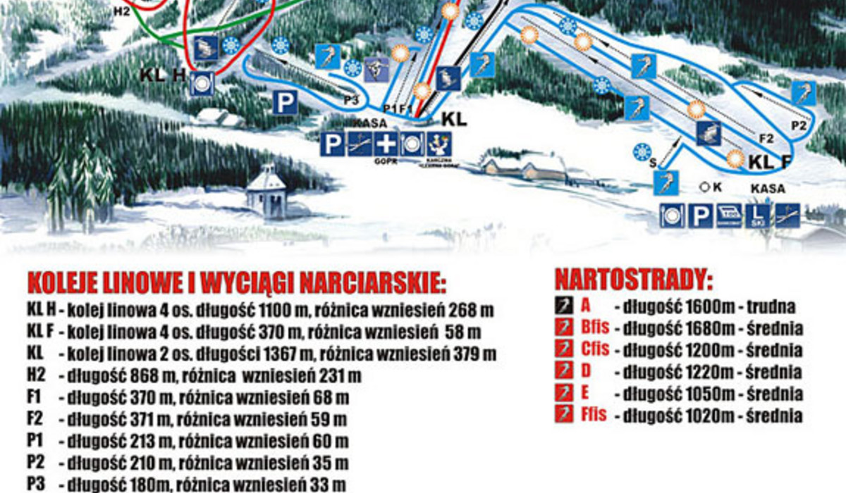 Czarna Góra mapa tras (źródło: czarnagora.pl)