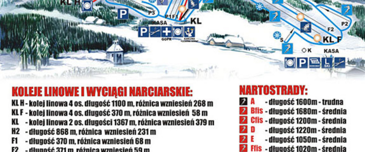Czarna Góra mapa tras (źródło: czarnagora.pl)