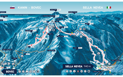 Kanin Bovec Sella Nevea mapa tras narciarskich