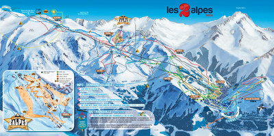 Les 2 Alpes - mapa tras narciarskich