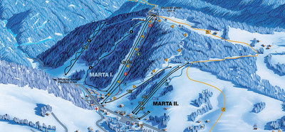 Deštné v Orlických horách - mapa tras narciarskich