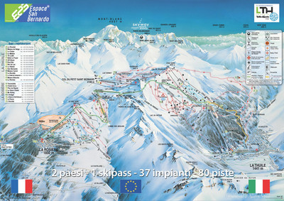 La Thuile - mapa tras narciarskich