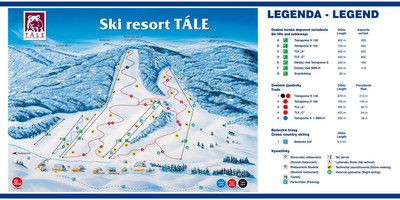 Tale - Areal sportov - mapa tras narciarskich