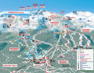 Borovets - mapa tras narciarskich