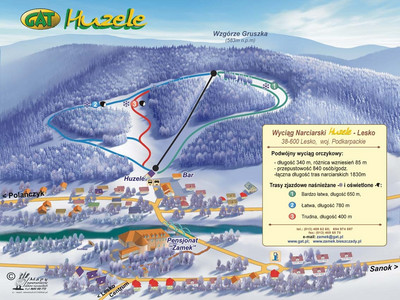 Huzele - mapa tras narciarskich