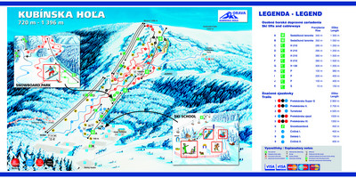 Kubínska hoľa - mapa tras narciarskich