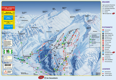 Torrent-Bahnen Leukerbad - mapa tras narciarskich