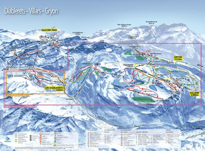 Les Diablerets - mapa tras narciarskich