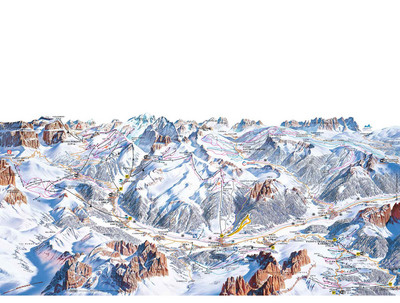 Val di Fassa - mapa tras narciarskich