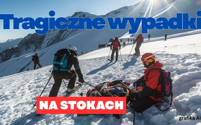Tragiczne wypadki na stokach. Znani ludzie, których zimowa pasja kosztowała zdrowie lub życie / grafika generowana AI