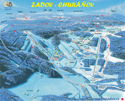 Zadov - mapa tras narciarskich