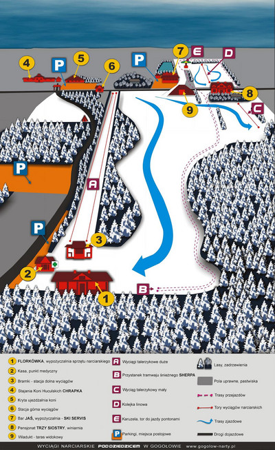 Pod Dziedzicem - mapa tras narciarskich