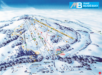 Mladé Buky - mapa tras narciarskich