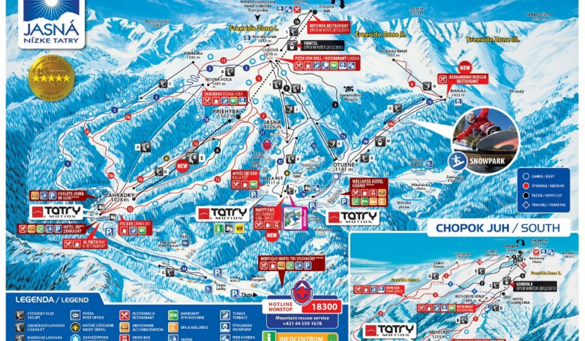 Jasna Chopok nowe koleje (zaznaczone na czarno)