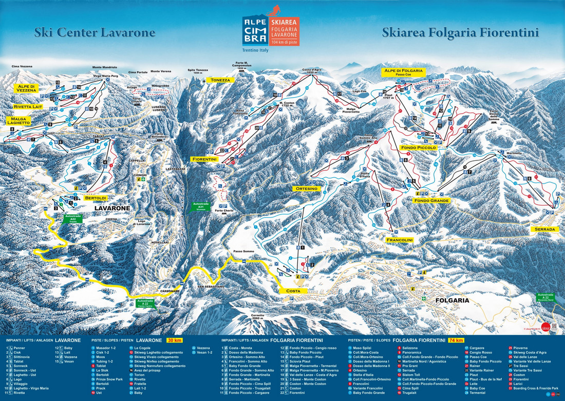 Mapa Alpe Cimbra Folgaria Lavarone Mapa Alpe Cimbra Folgaria Lavarone