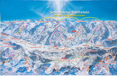 Dachstein - Tauern - mapa tras narciarskich