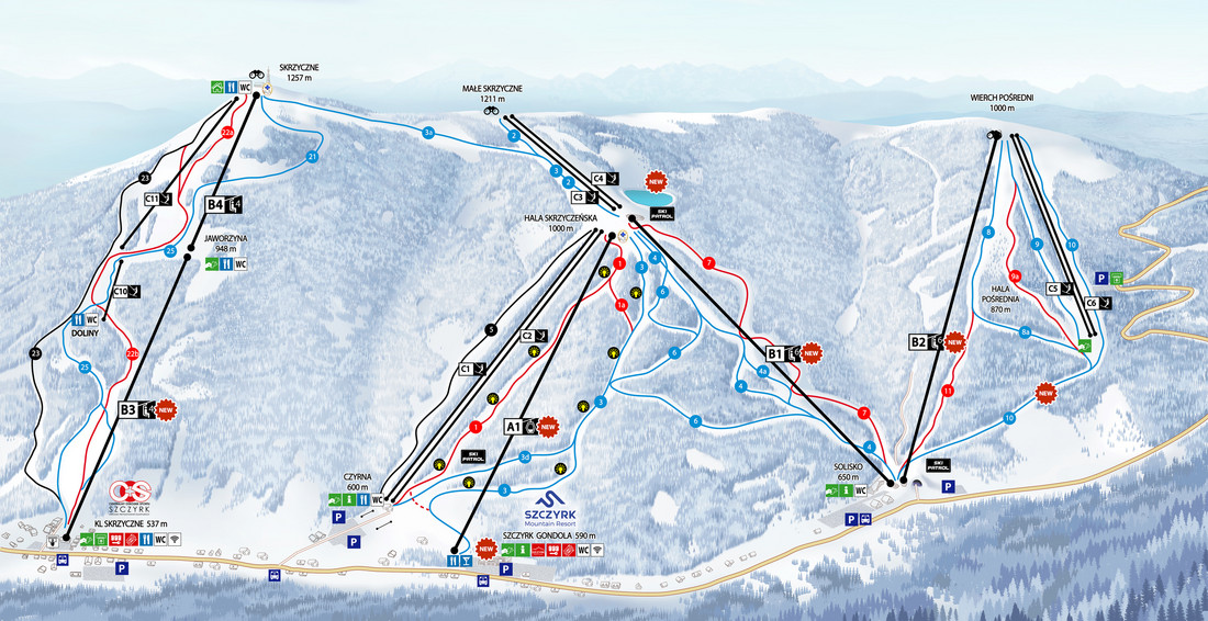 Szczyrk mapa tras narciarskich