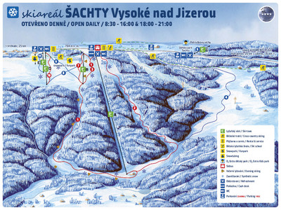 Šachty - mapa tras narciarskich
