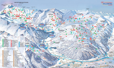 Hintertuxer Gletscher - mapa tras narciarskich
