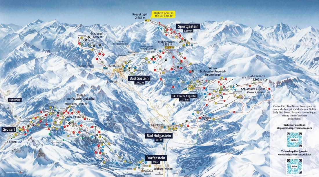 Narciarska mapa rejonu Gastein