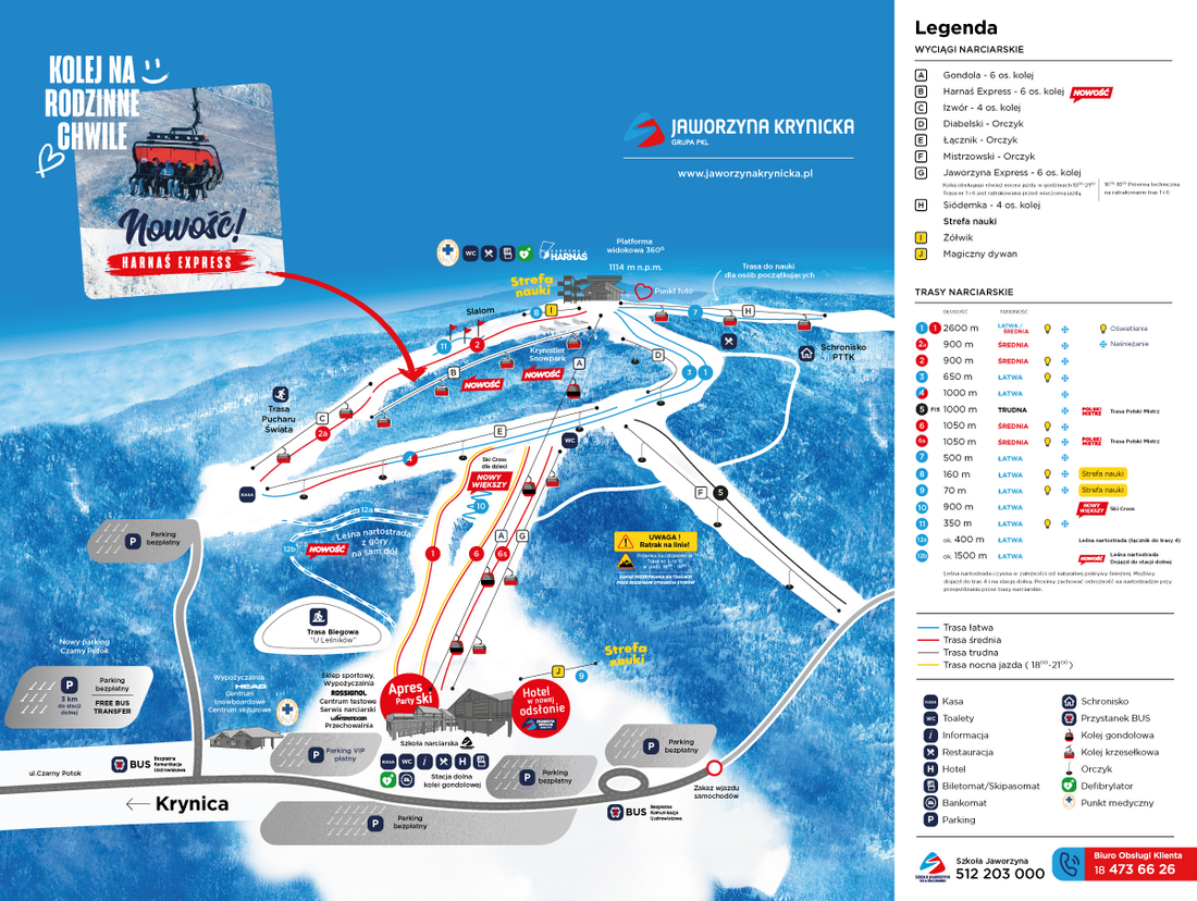 Mapa tras narciarskich w Krynicy