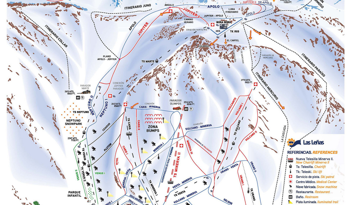 Mapa tras w Las Leñas