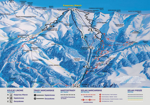 Mapa tras narciarskich na Kasprowym Wierchu